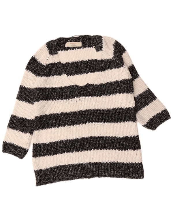 Pulover cu decolteu în V Zara pentru femei UK 14 Medium Black Dunge Acrilic
