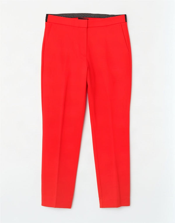 Pantaloni tăiați pentru femei Zara, mari L30 L26, bumbac color bloc roșu