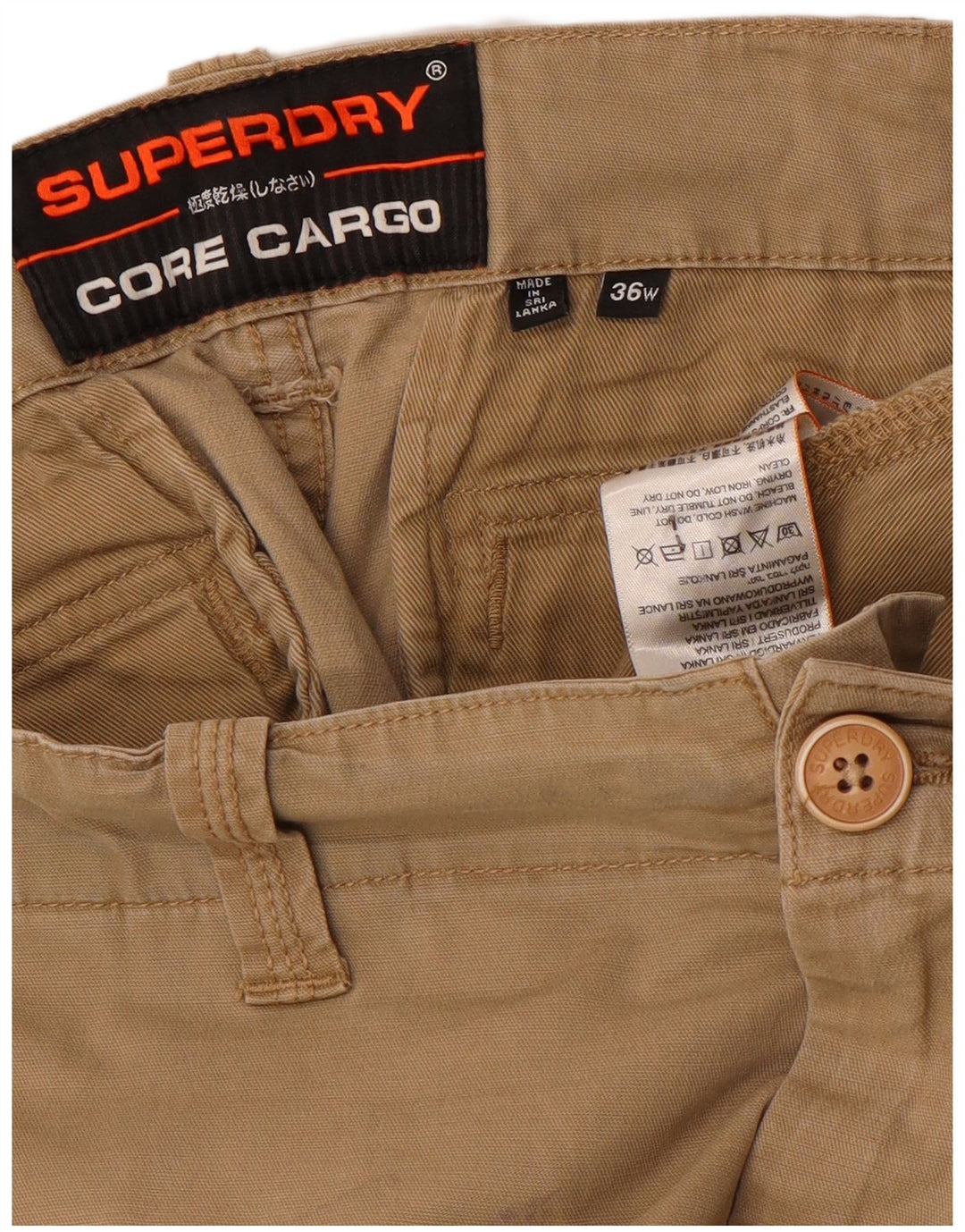 Pantaloni scurți cargo Superdry pentru bărbați W36, mari, bej, bumbac