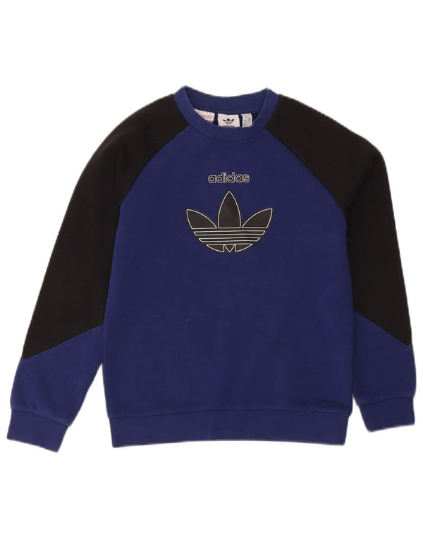 Pulover cu grafică Adidas pentru băieți, 9-10 ani, albastru bleumarin