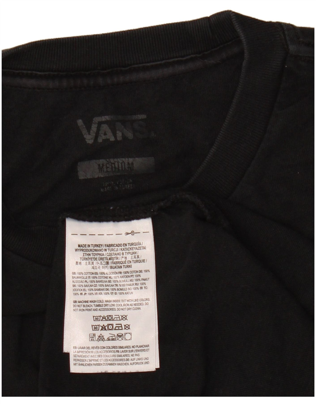 VANS Tricou Bărbați Top Mediu Negru Bumbac