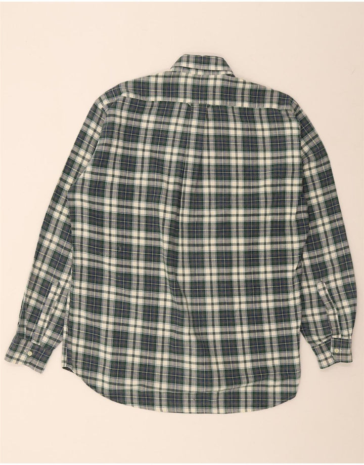 Cămașă de flanel vintage pentru bărbați, bumbac cu carouri verde mediu