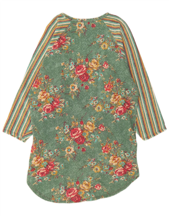 Rochie tricou cu mânecă lungă pentru femei BENETTON UK 14 Medium Green Floral