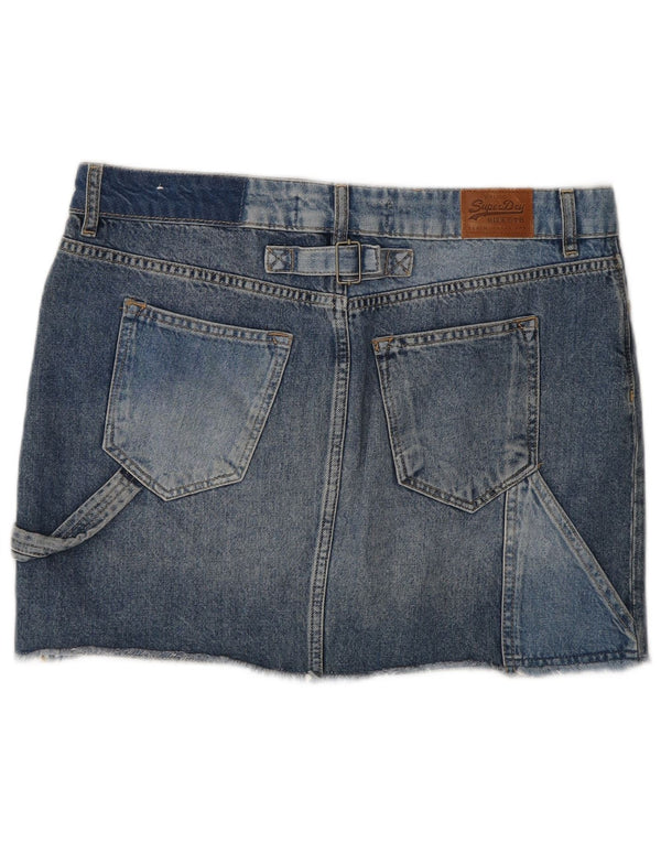 Fusta de blugi pentru femei Superdry W30 bumbac albastru mediu