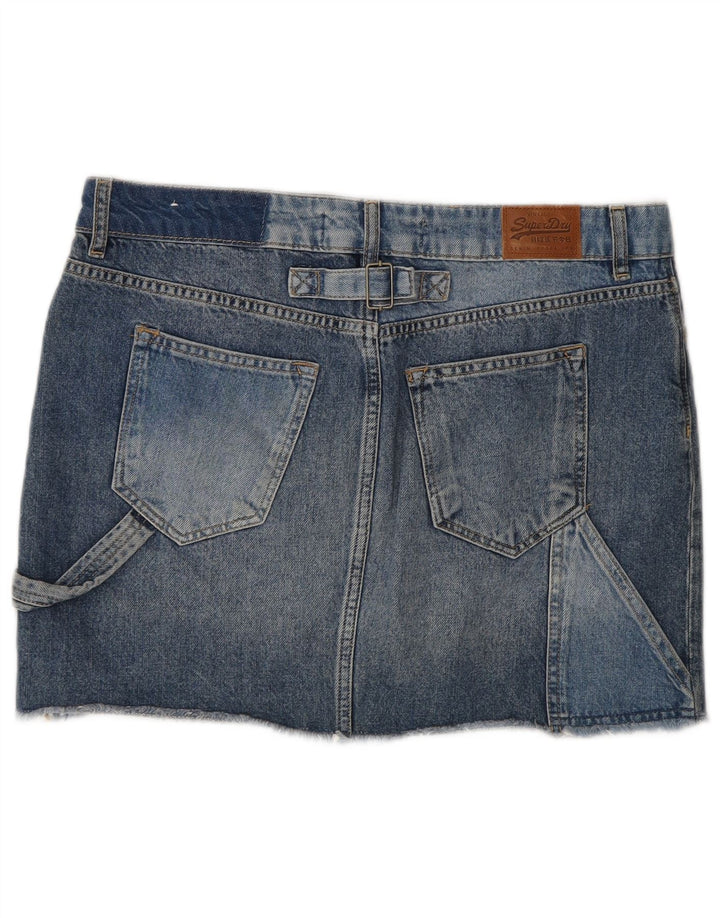 Fusta de blugi pentru femei Superdry W30 bumbac albastru mediu