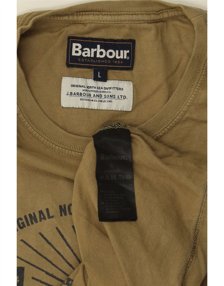 Tricou grafic pentru bărbați Barbour Top mare din bumbac kaki