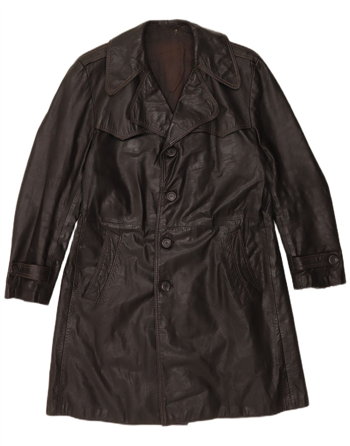 Palton din piele vintage pentru bărbați UK 36 mic negru