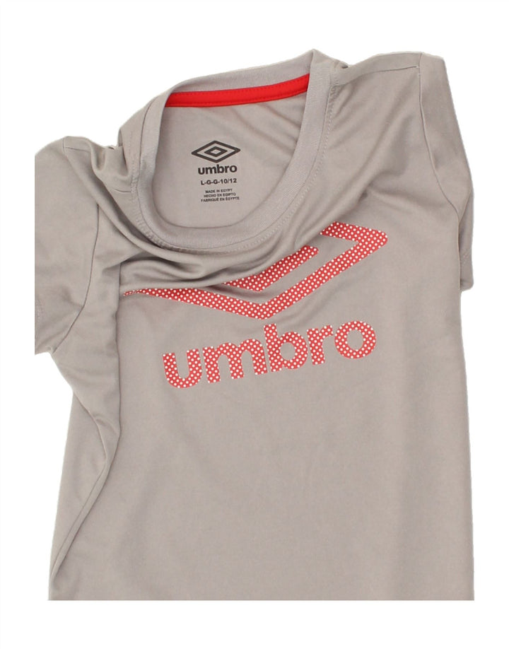 UMBRO Girls Graphic T-Shirt Top 10-11 Years Large Grey Polyester Vintage Umbro and Second-Hand Umbro from Messina Hembry 