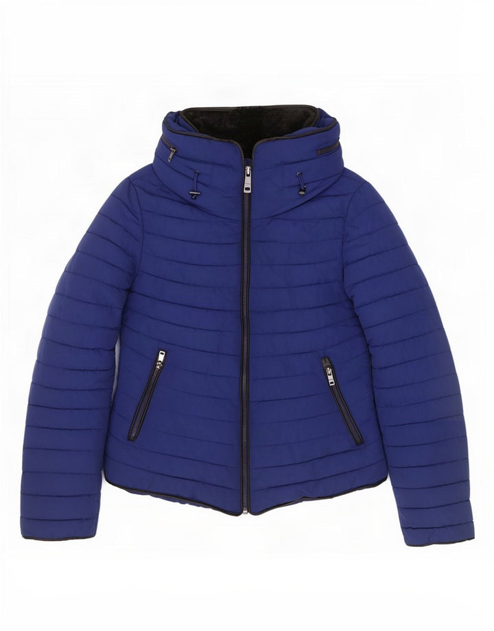 Jachetă căptușită cu glugă pentru femei Zara UK 10 Small Blue