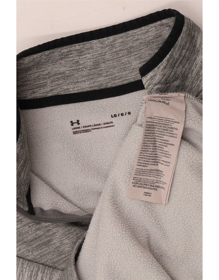 Pulover pentru bărbați Under Armour, cu fermoar, cu gât, poliester mare, cu pături gri