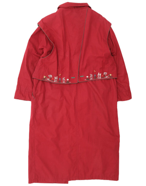 Palton pentru femei Julius Lang UK 16 mare, roșu, din bumbac floral