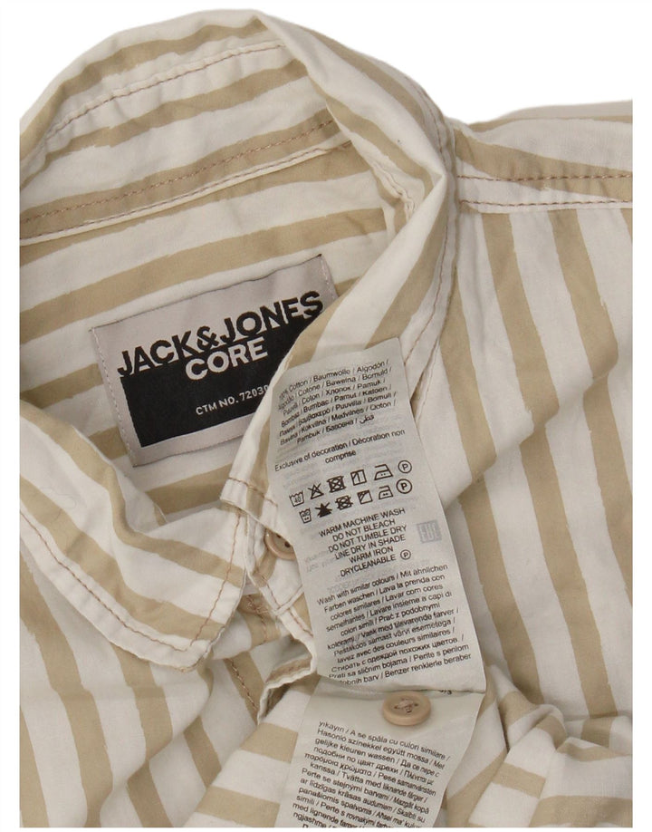Cămașă Jack & Jones pentru bărbați cu mânecă scurtă, bumbac cu dungi, bej mediu
