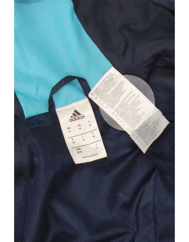 Jachetă de top pentru trening cu glugă grafică Adidas pentru bărbați, poliester mediu albastru bleumarin