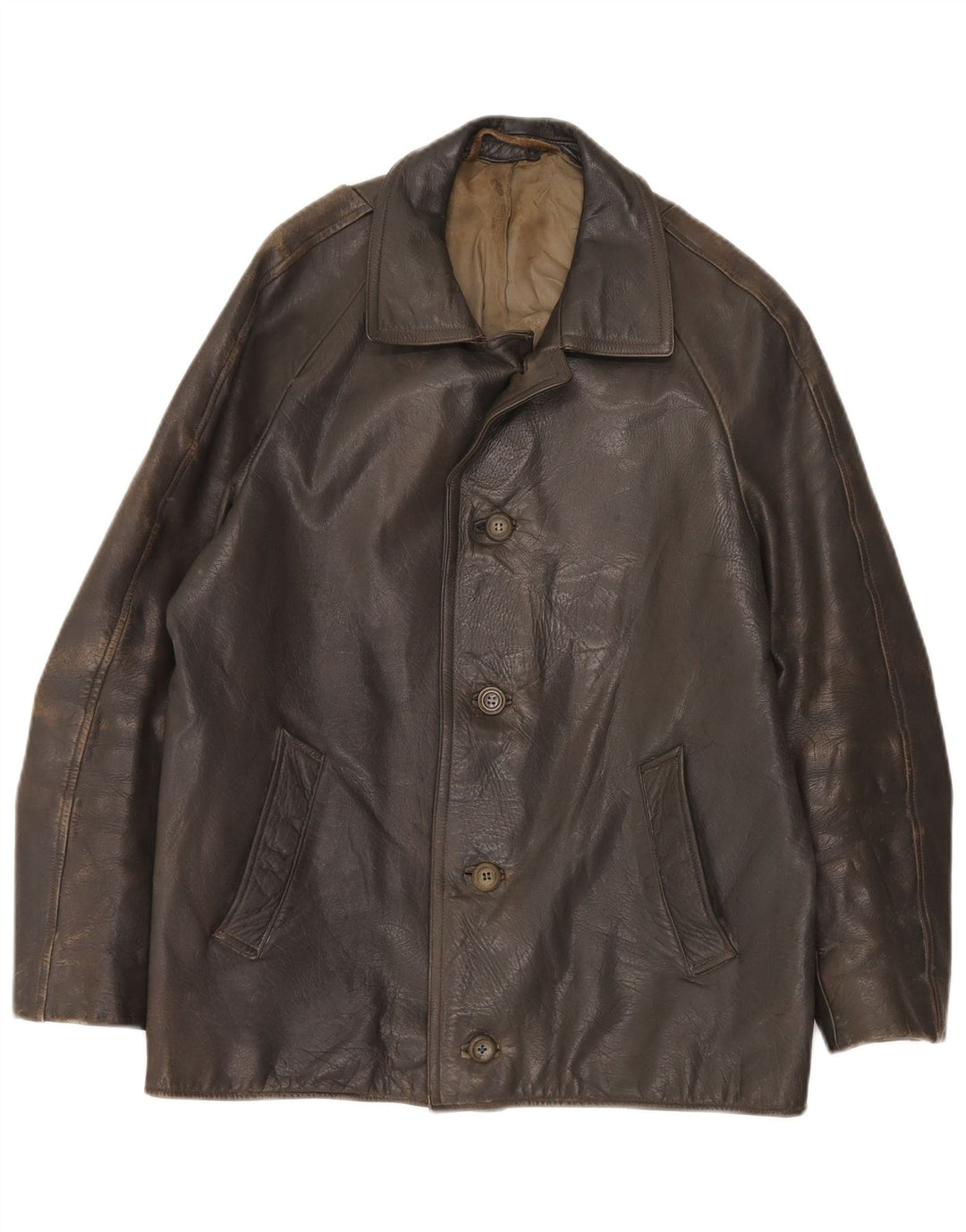 Jachetă de piele vintage pentru bărbați IT 48 Medium Khaki