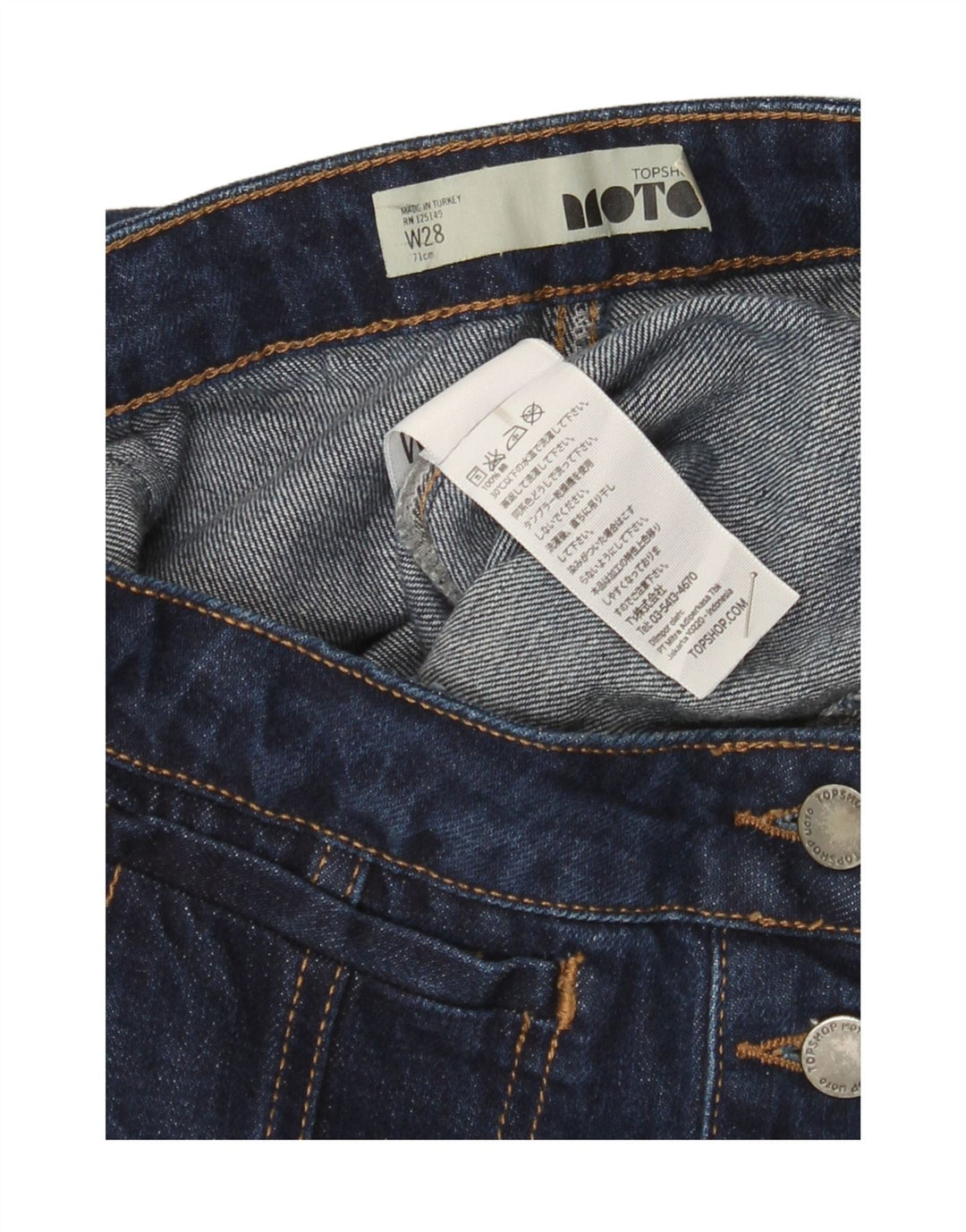Fusta mini denim Topshop pentru femei W28 bumbac bleumarin mediu