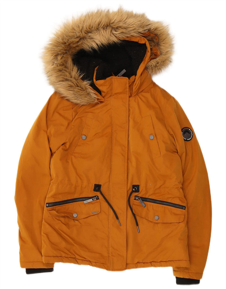 SUPERDRY Jachetă de vânt cu glugă pentru femei UK 8 Poliester portocaliu mic