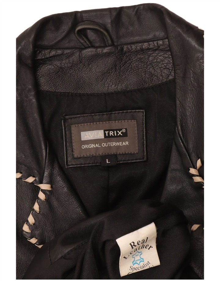 Palton de piele pentru femei Aviatrix UK 14, mare, neagră