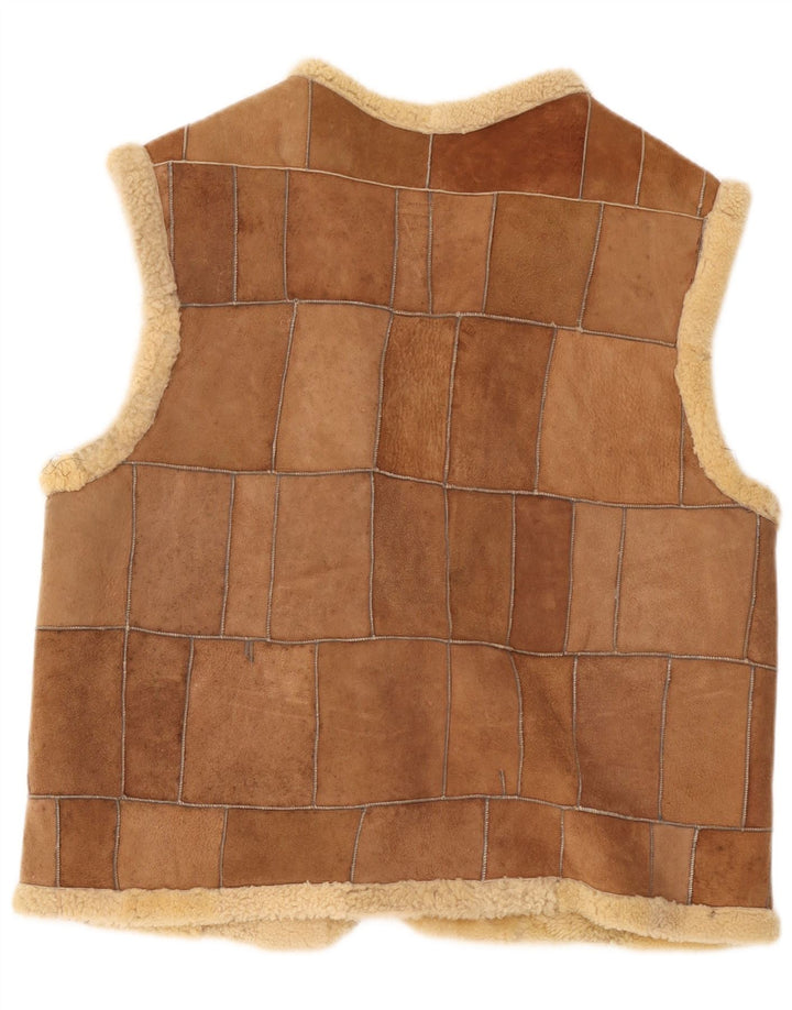 Gilet din shearling vintage pentru bărbați UK 42 XL maro