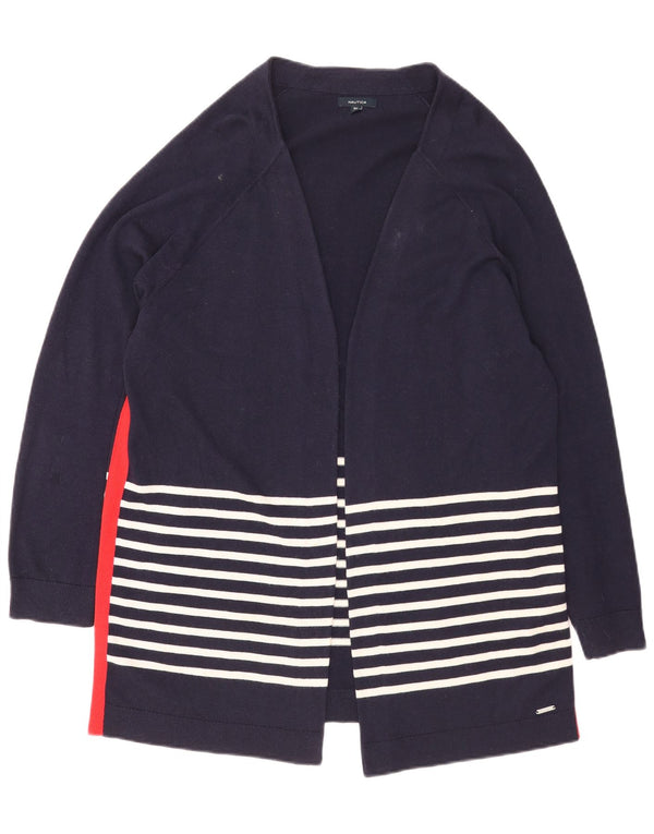 Pulover cardigan deschis cu paragate Nautica pentru femei UK 20 2XL bleumarin cu dungi
