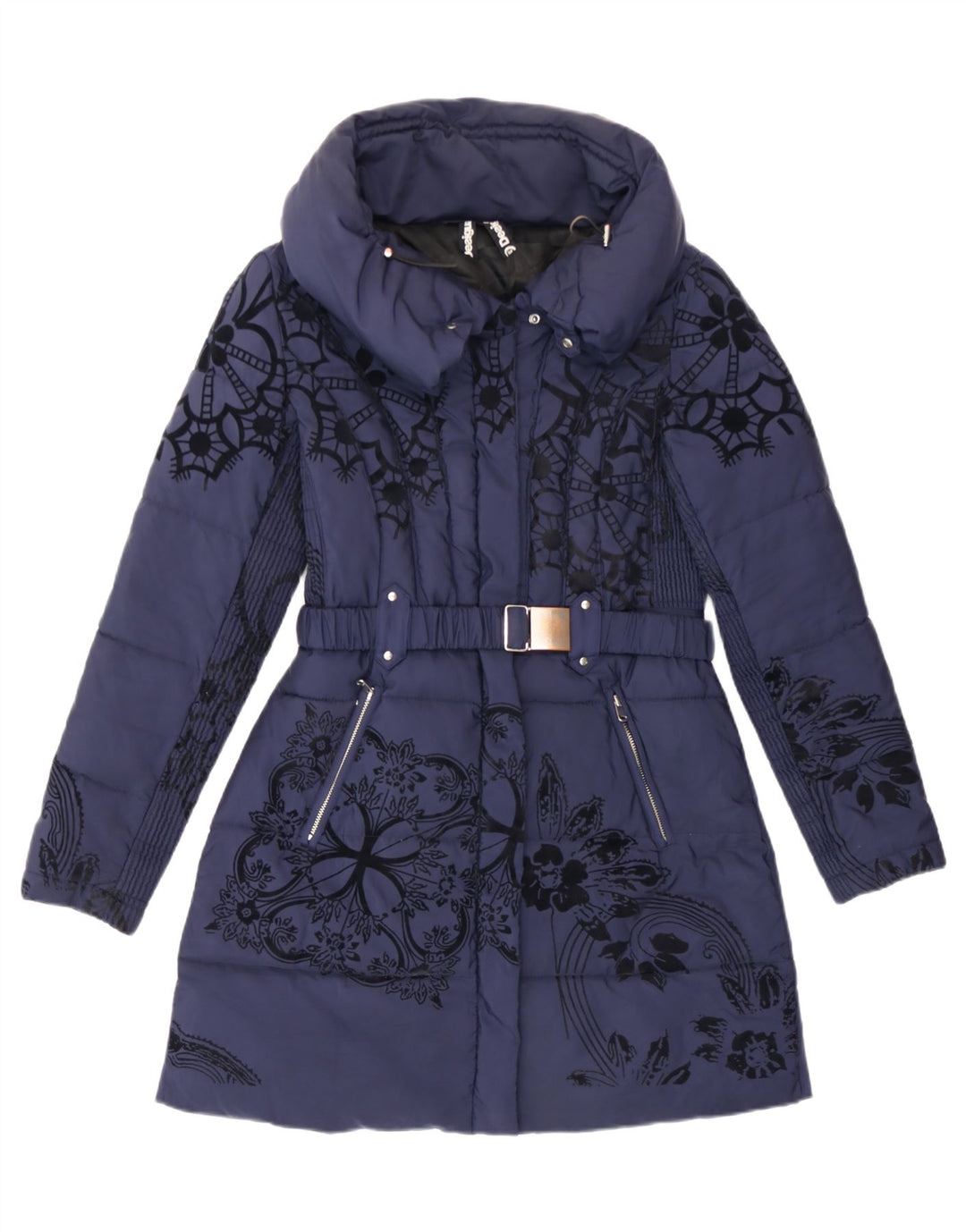 Palton căptușit pentru femei Desigual EU 38 Medium Bleumarin Poliester Floral