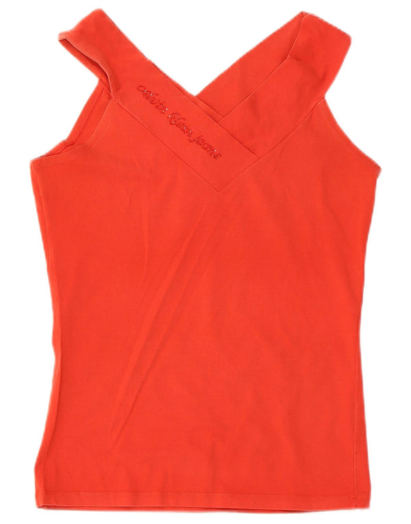 Calvin Klein Jeans Vest Top pentru femei UK 14 Large Red Bumbac