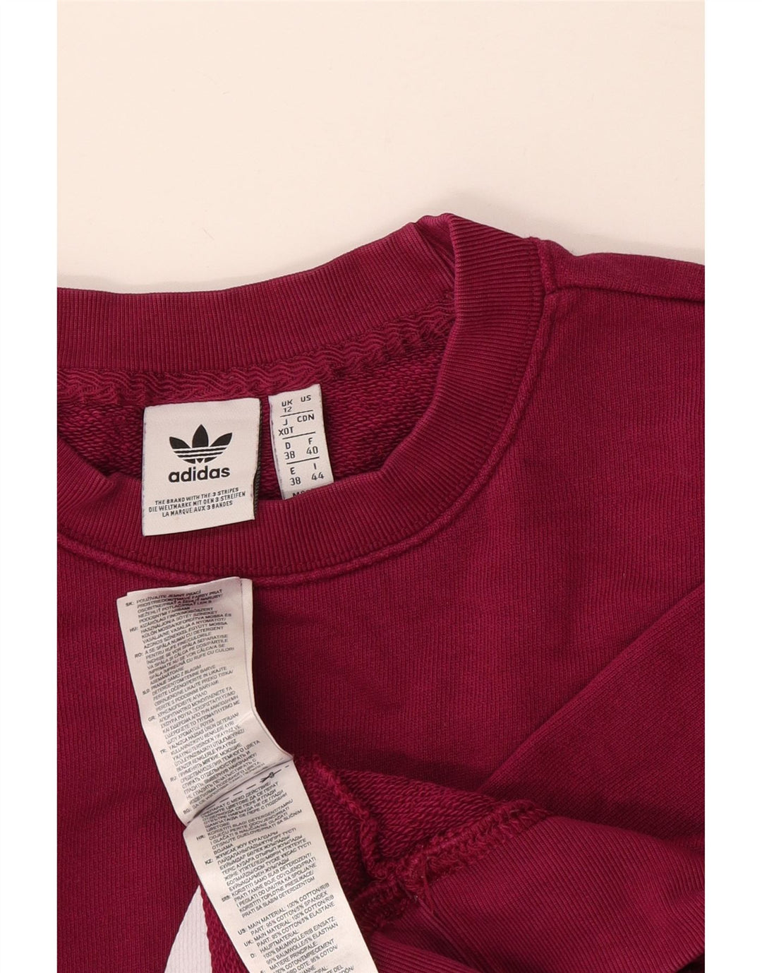 Pulover adidas pentru femei grafic supradimensionat UK 12 Burgundy mediu