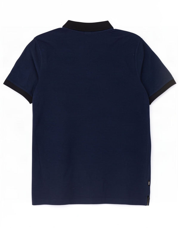 Cămașă polo pentru bărbați Hugo Boss Slim Fit XL, bumbac cu pete, albastru marine