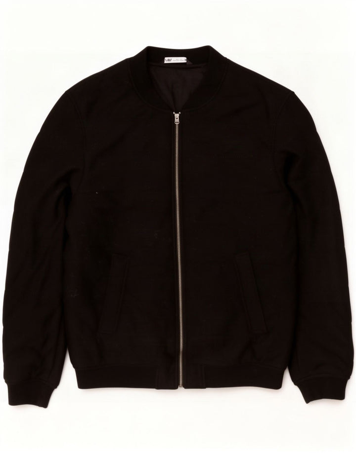 Zara Mens Bomber Jacket UK 42 XL Black Poliester