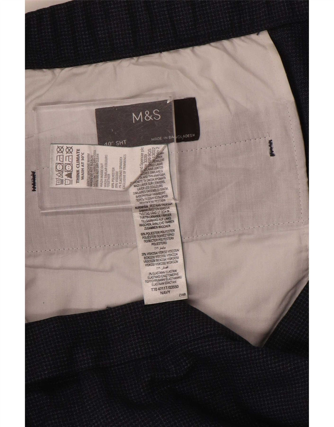 Pantaloni de costum drepți pentru bărbați Marks & Spencer W40 L29 bleumarin picior de găină