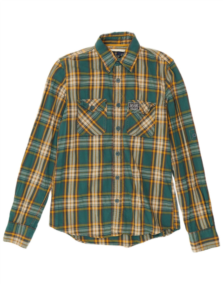 Cămașă de flanel pentru bărbați Superdry, bumbac cu carouri verzi mari