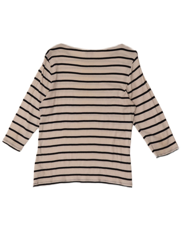 Marks & Spencer Top pentru femei cu mâneci 3/4 UK 16, mare, bumbac cu dungi albe