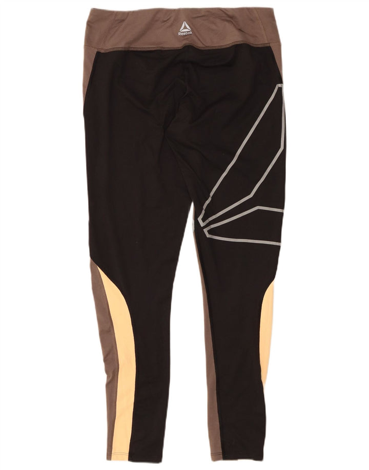 Leggings grafici pentru femei REEBOK UK 12/14 Gri mediu Poliester color bloc