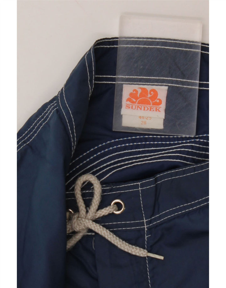 SUNDEK Pantaloni scurți de înot pentru bărbați, nailon cu dungi mici, albastru bleumarin