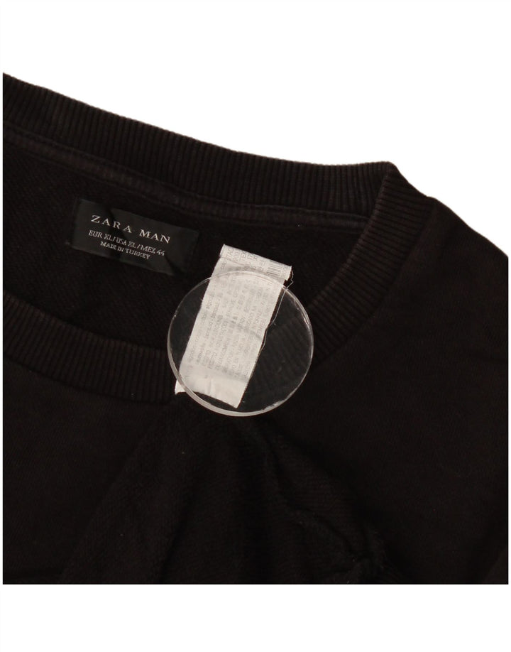 Pulover pentru bărbați Zara XL, bumbac geometric negru