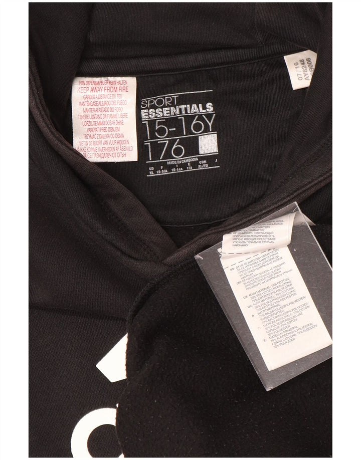 Pulover ADIDAS pentru băieți, cu glugă, 15-16 ani, XL, bumbac negru