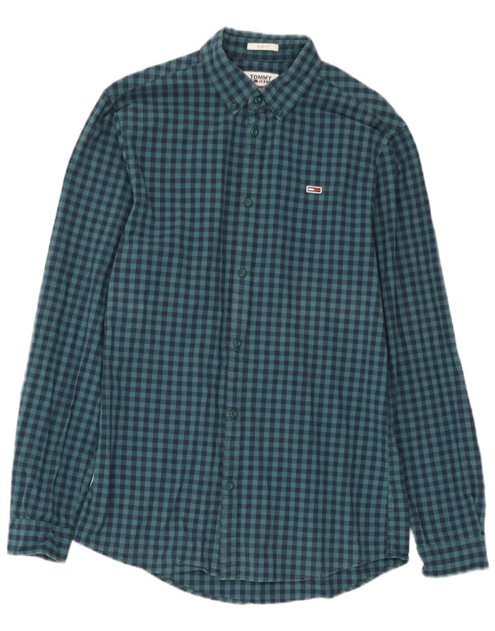 Cămașă Slim Fit Tommy Hilfiger pentru bărbați, din bumbac vichy, albastru bleumarin