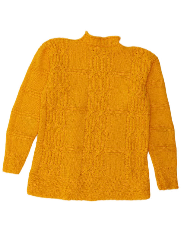 Pulover vintage cu gât țestoasă pentru femei UK 16 Large Yellow