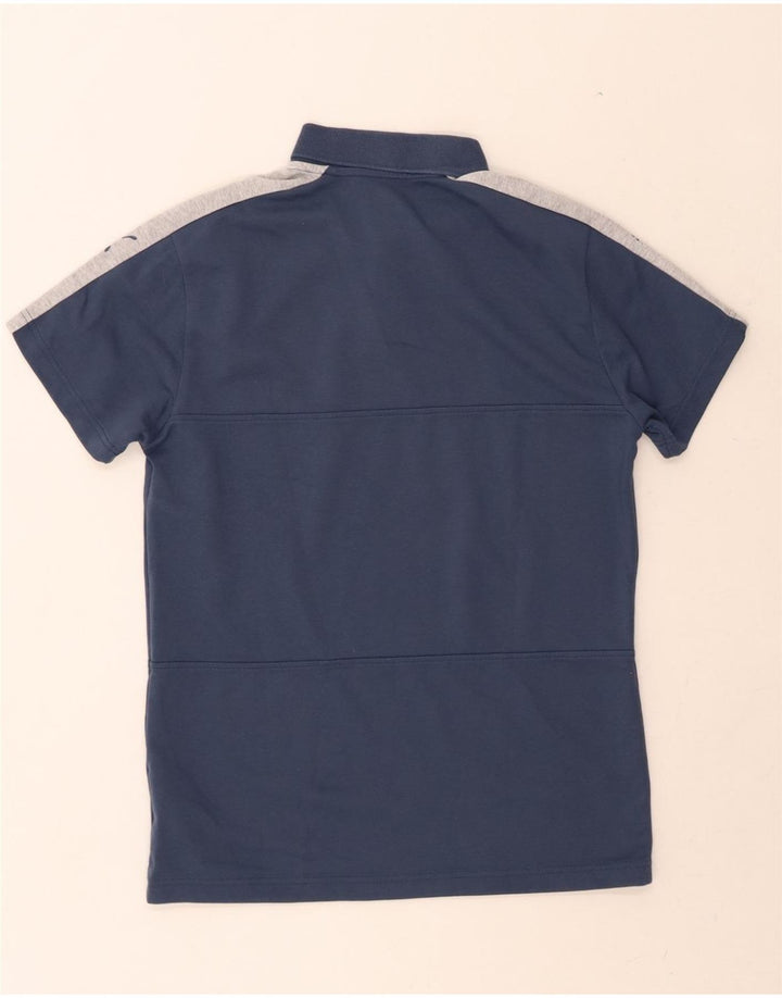 PUMA Mens Polo Shirt Large Navy Blue Colourblock Cotton Vintage Puma and Second-Hand Puma from Messina Hembry 