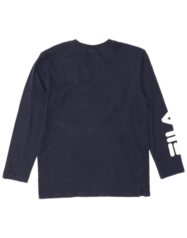 Fila Boys Graphic Top Maneca Lunga 13-14 Ani Bleumarin Bumbac