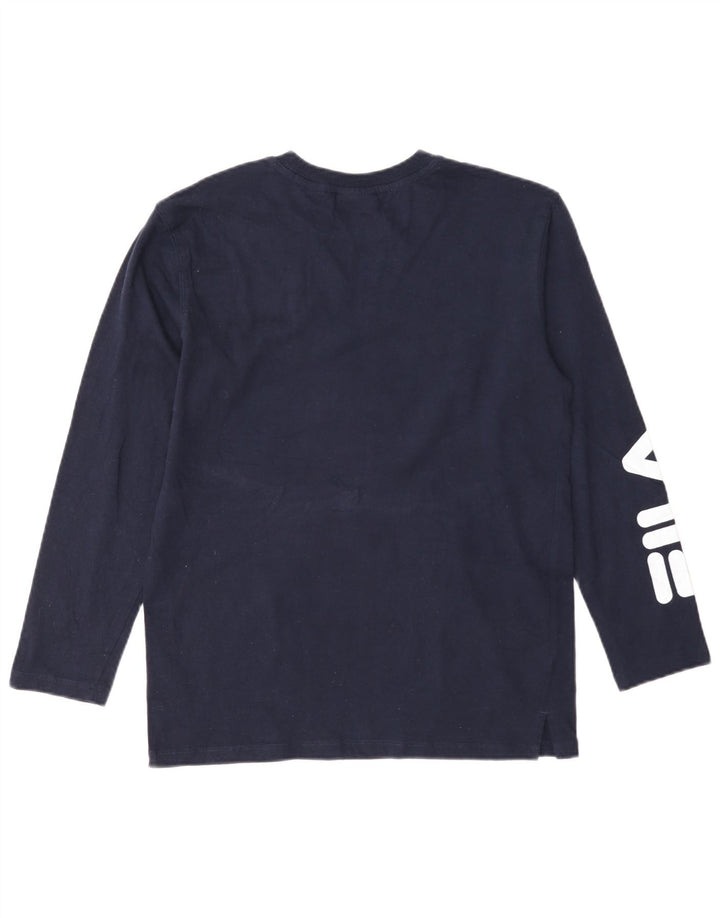 Fila Boys Graphic Top Maneca Lunga 13-14 Ani Bleumarin Bumbac