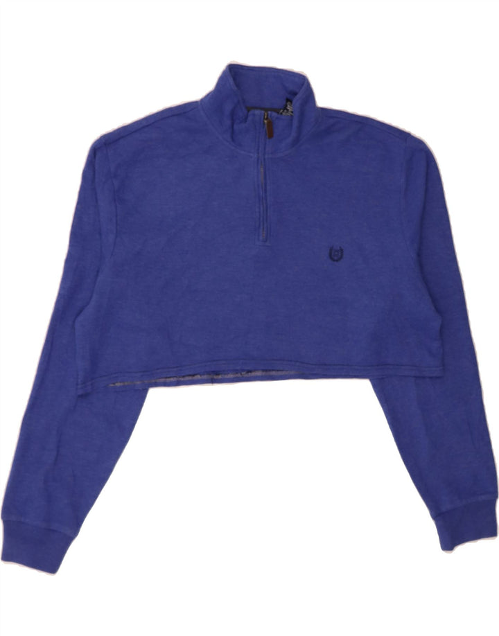 CHAPS Womens Oversized Crop Zip Neck Sweatshirt Jumper UK 18 XL Blue Vintage Chaps and Second-Hand Chaps from Messina Hembry 