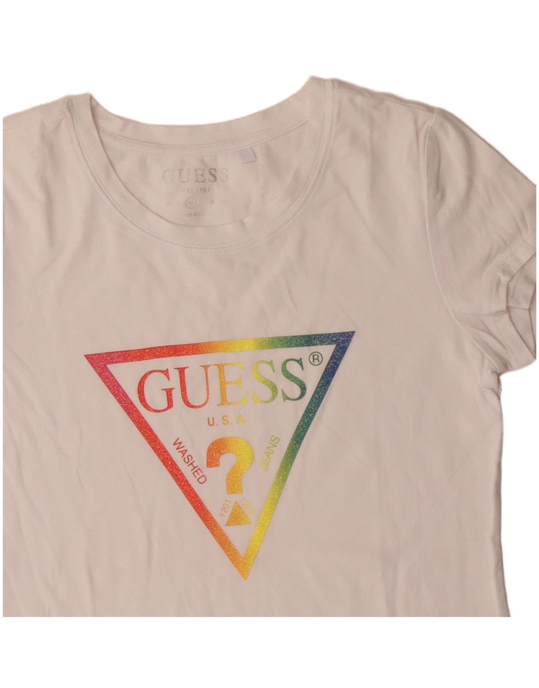 Tricou grafic Guess pentru femei Top UK 12 Medium White