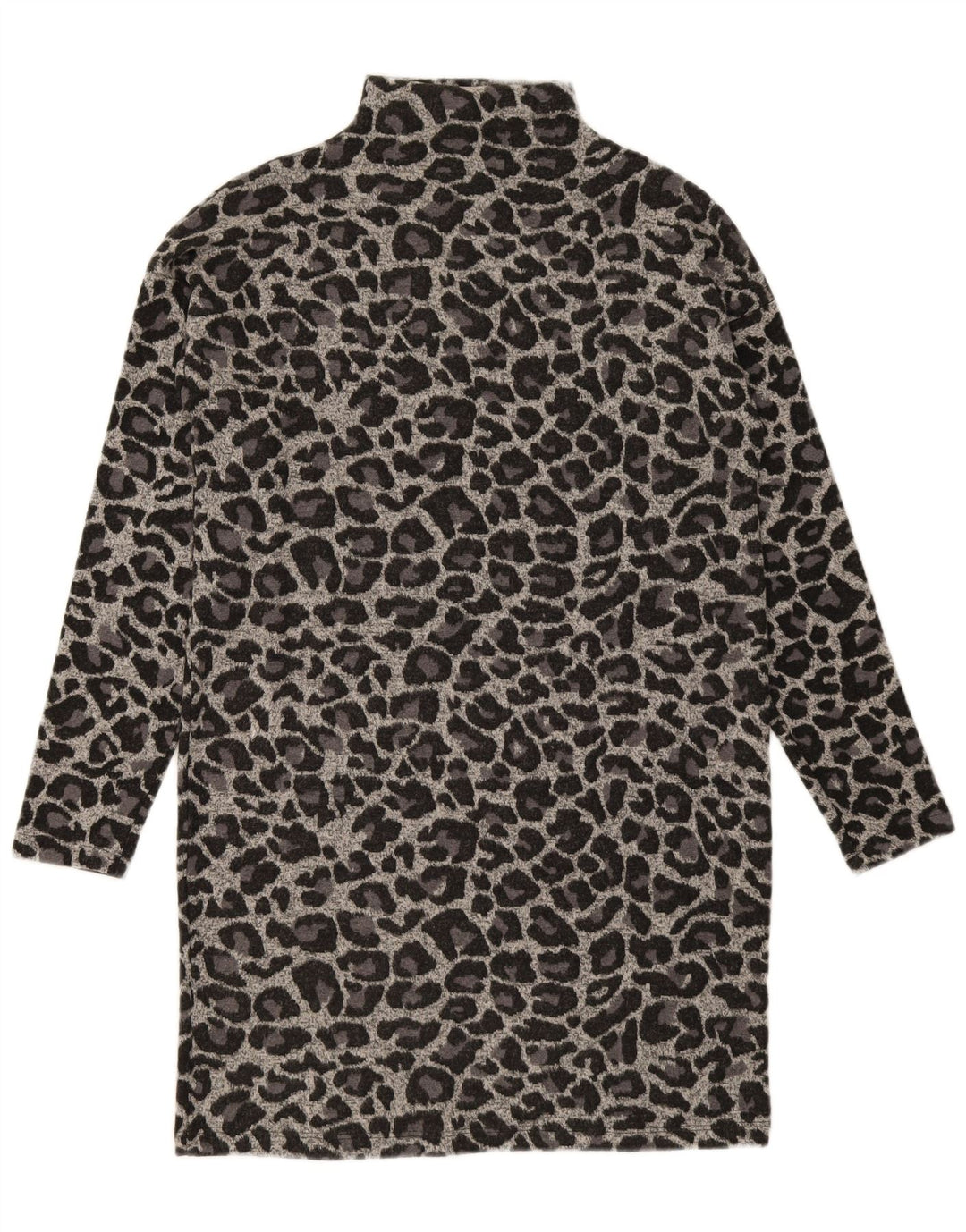 OASIS Womens Long Sleeve Shift Dress UK 14 Medium Grey Animal Print