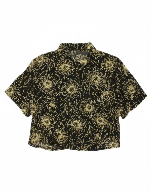 CLOCK HOUSE Bluză cămașă cu mânecă scurtă pentru femei IT 40 Small Black Floral