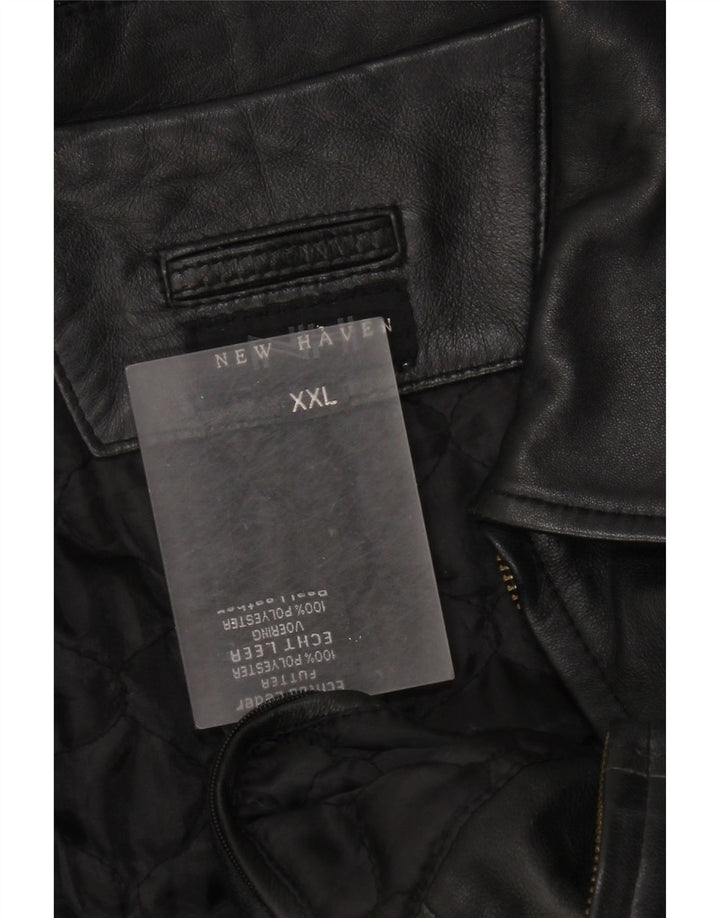 Jachetă de piele vintage pentru bărbați UK 44 2XL din piele neagră