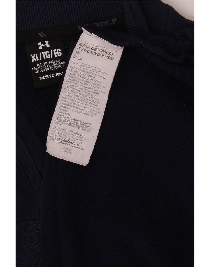 Pulover pentru bărbați UNDER ARMOUR, cu fermoar, cu gât, XL, poliester bleumarin