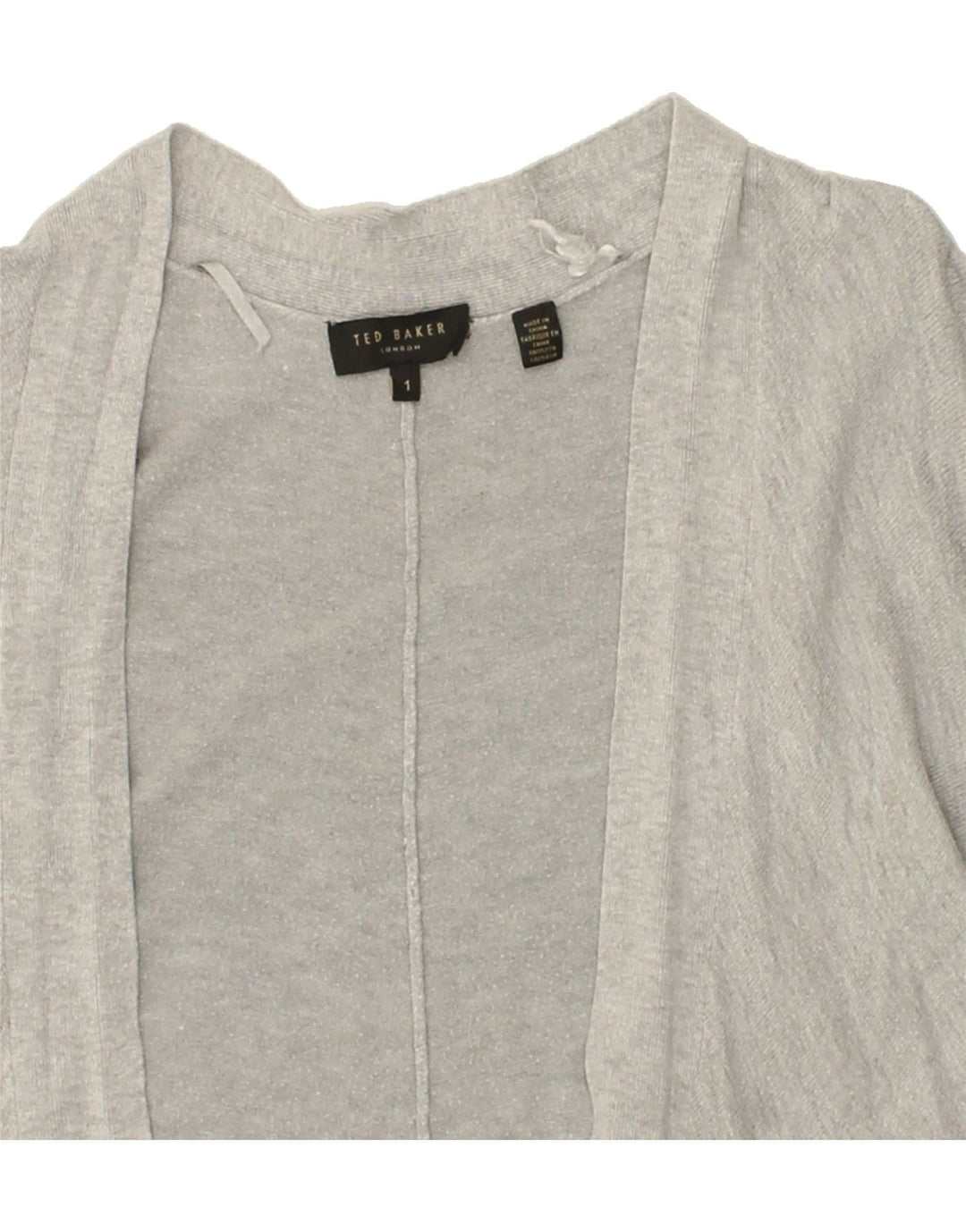 TED BAKER Womens Oversized 3/4 Sleeve Cardigan Sweater Size 1 XS Grey Vintage Ted Baker and Second-Hand Ted Baker from Messina Hembry 