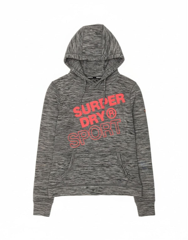 Pulover Superdry pentru damă, cu grafică, UK 12, poliester cu pături, gri mediu
