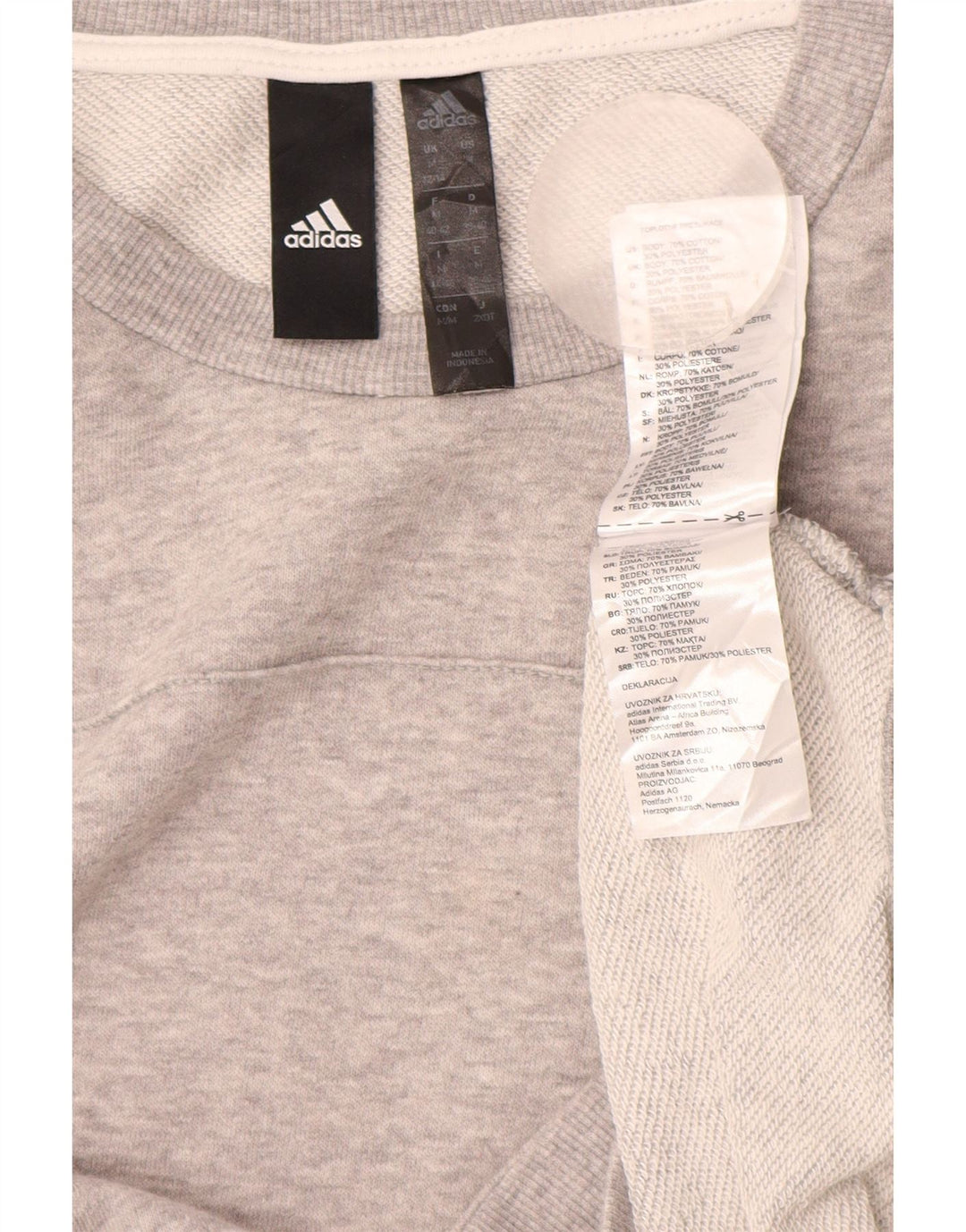 Pulover crop ADIDAS pentru femei UK 12/14, bumbac cu pete gri mediu