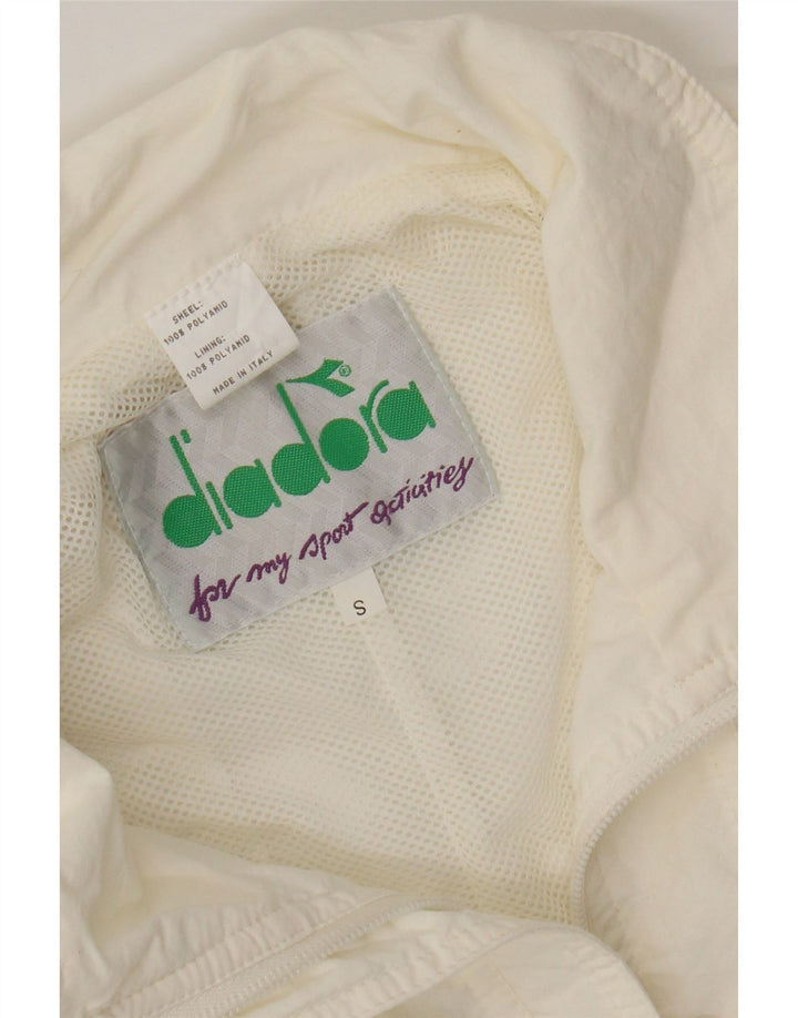 DIADORA Womens Oversized Tracksuit Top Jacket UK 10 Small White Polyamide Vintage Diadora and Second-Hand Diadora from Messina Hembry 